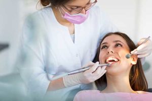 woman at an appointment for family dentistry 